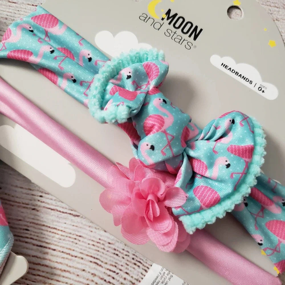 MOON & STARS flamingo bandana bib & headbands